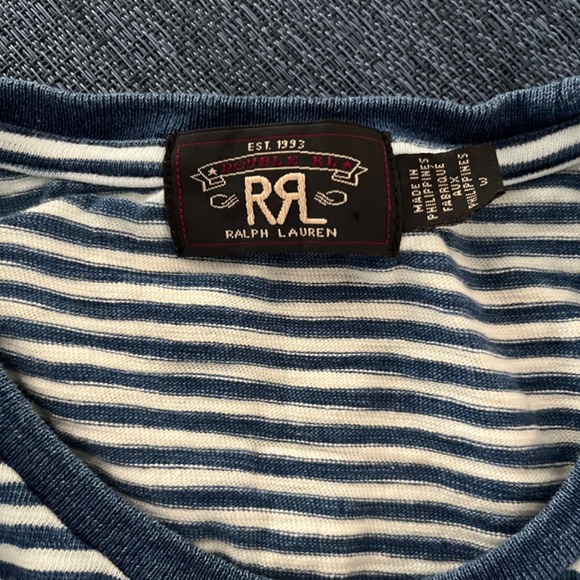 RRL Ralph Lauren Indigo Stripe jersey tee. Size 2 - Picture 4 of 4